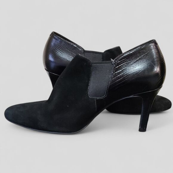 Cole Haan Maxfield Shootie ll Booties Womens Size 8B Black Suede/Reptile Leather - Picture 6 of 15